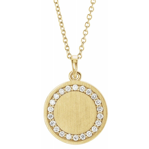 Circle Signet Diamond Halo Necklace