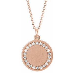 Circle Signet Diamond Halo Necklace