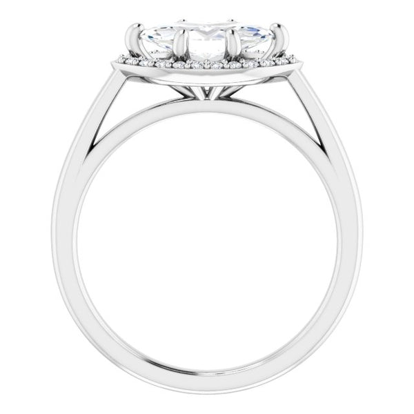 East-West Marquise Halo with Plain Shank