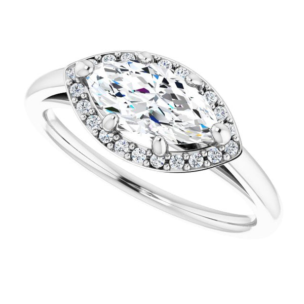 East-West Marquise Halo with Plain Shank