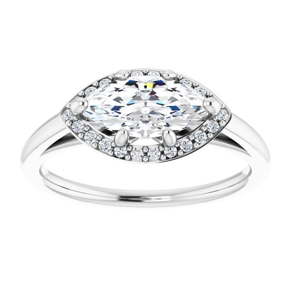 East-West Marquise Halo with Plain Shank