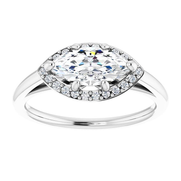 East-West Marquise Halo with Plain Shank
