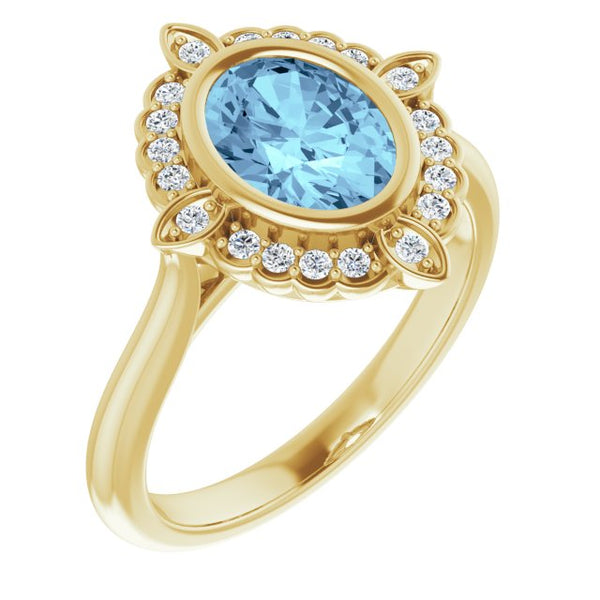 Bezel Set Oval Starburst Halo