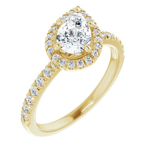 yellow gold pear halo 