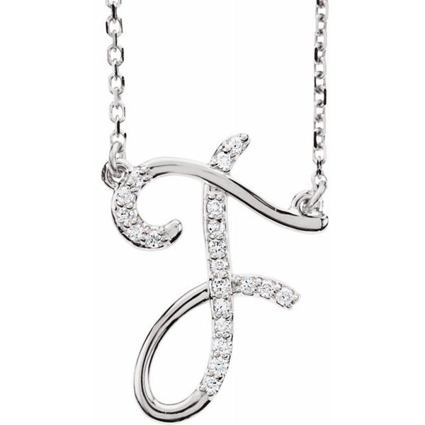 Alphabet Cursive/Script Diamond Letter Necklace