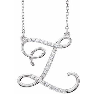 Alphabet Cursive/Script Diamond Letter Necklace