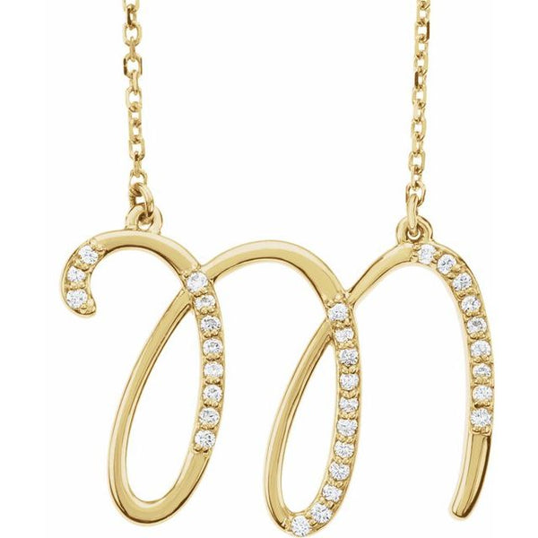 Alphabet Cursive/Script Diamond Letter Necklace
