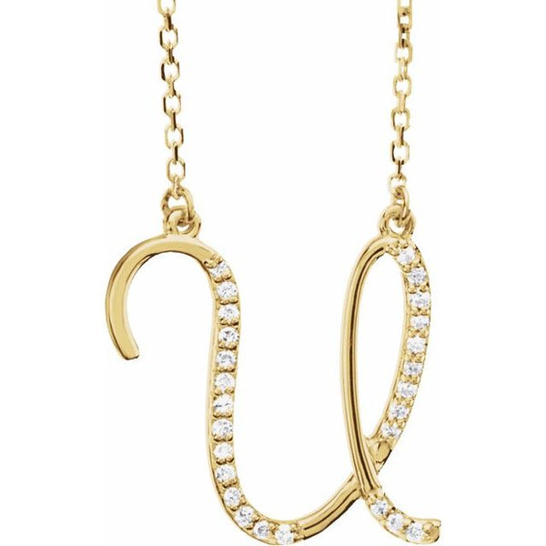 Alphabet Cursive/Script Diamond Letter Necklace