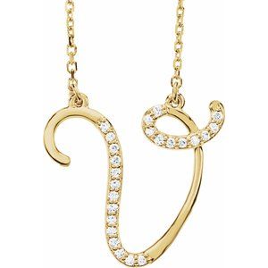 Alphabet Cursive/Script Diamond Letter Necklace