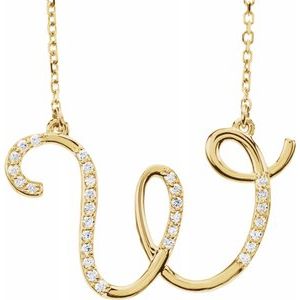 Alphabet Cursive/Script Diamond Letter Necklace