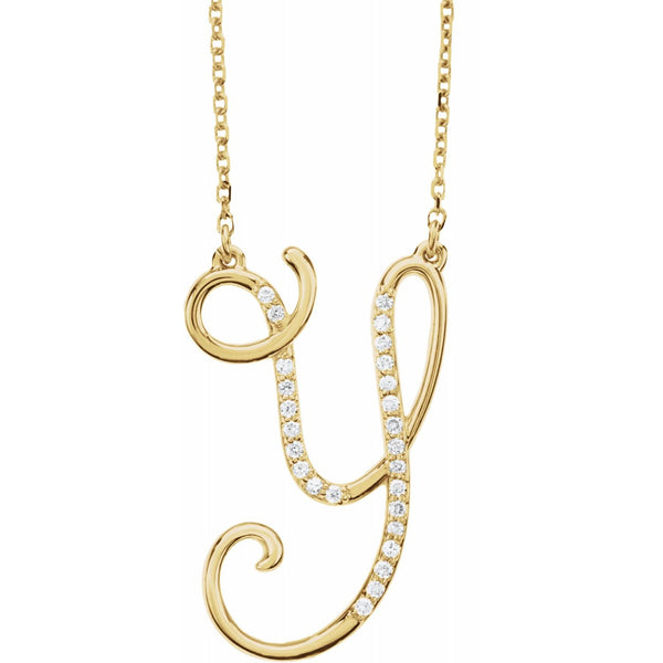 Alphabet Cursive/Script Diamond Letter Necklace