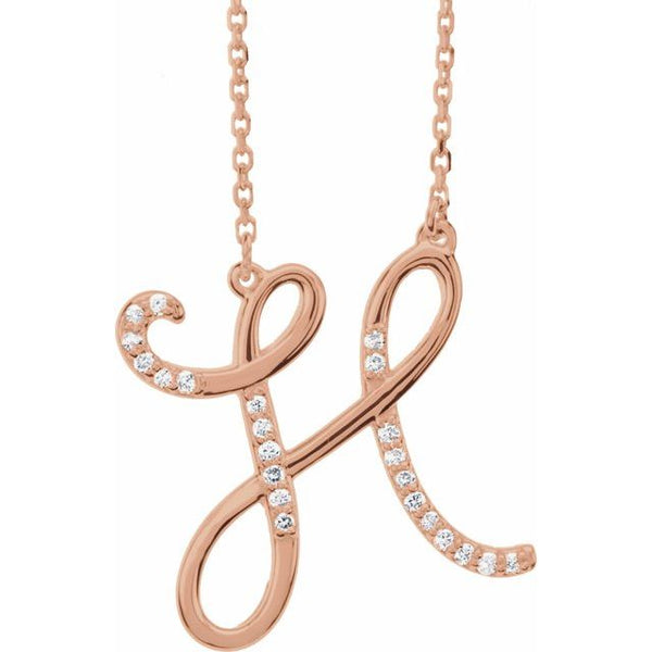 Alphabet Cursive/Script Diamond Letter Necklace