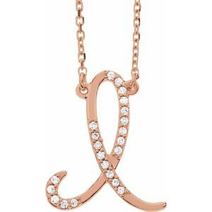 Alphabet Cursive/Script Diamond Letter Necklace