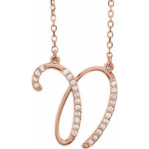 Alphabet Cursive/Script Diamond Letter Necklace
