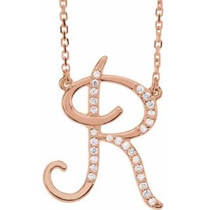 Alphabet Cursive/Script Diamond Letter Necklace