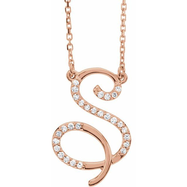 Alphabet Cursive/Script Diamond Letter Necklace