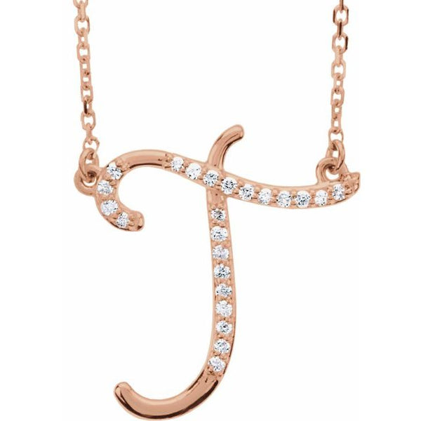 Alphabet Cursive/Script Diamond Letter Necklace