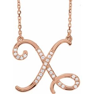 Alphabet Cursive/Script Diamond Letter Necklace