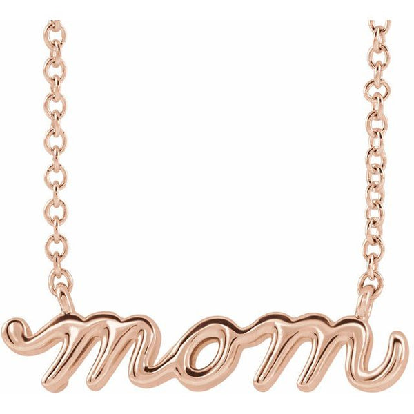 "mom" cursive script necklace