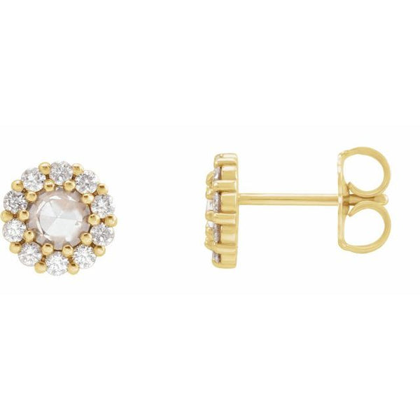 Rose Cut Halo Studs