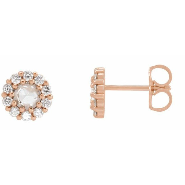 Rose Cut Halo Studs