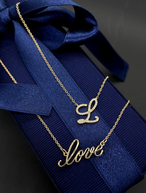 Alphabet diamond cursive/script necklace
