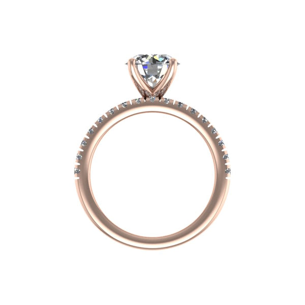 Tulip Prong Diamond Pave Engagement Ring (Mini)