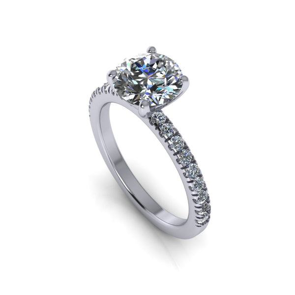 Tulip Prong Diamond Pave Engagement Ring (Mini)