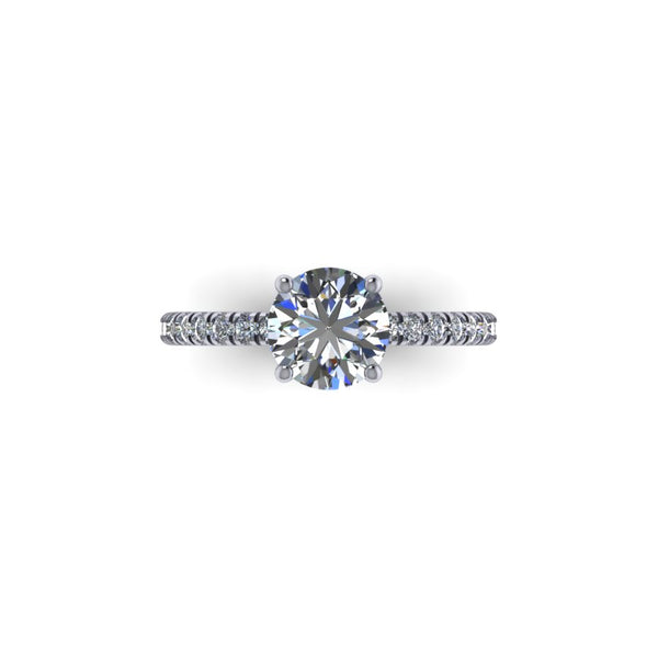 Tulip Prong Diamond Pave Engagement Ring (Mini)