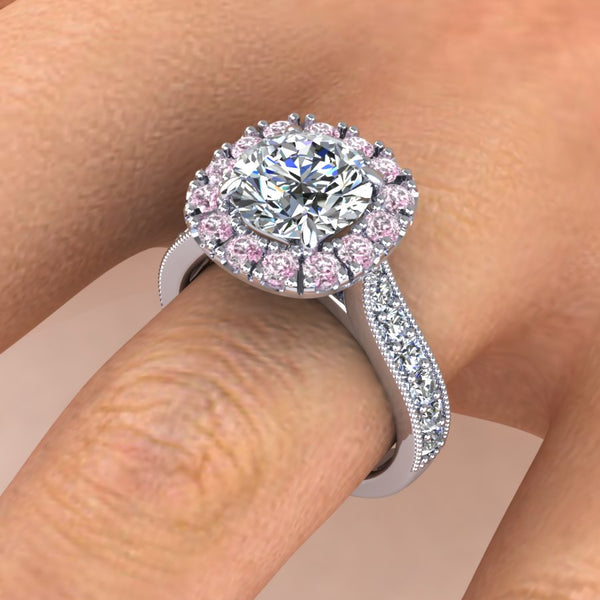 Pink Sapphire Cushion Halo