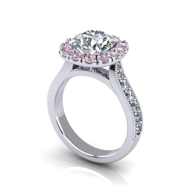 Pink Sapphire Cushion Halo