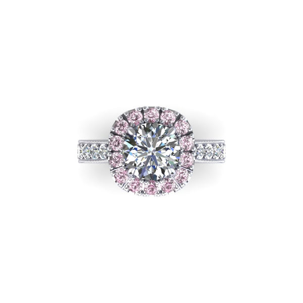 Pink Sapphire Cushion Halo