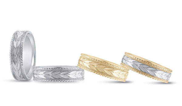 Artisan Etched Leaf Men's Band (6mm)