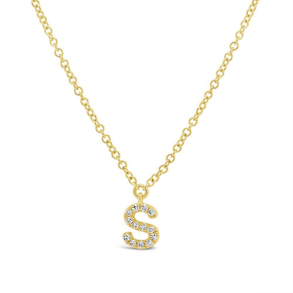 Petite Initial Diamond Block Letter Necklace