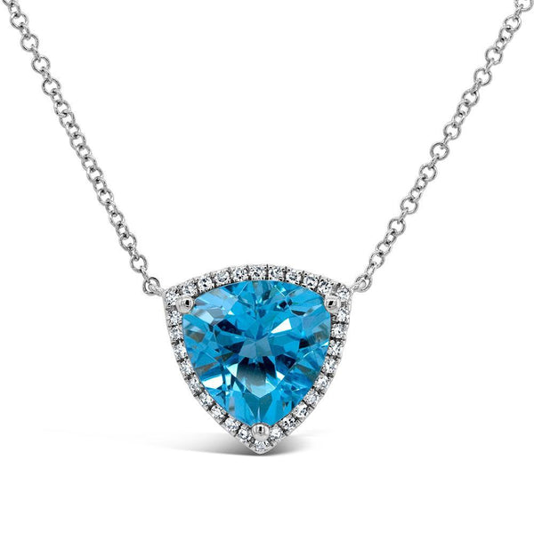 Stillwater Sparkle; Halo Trilliant-Cut Blue Topaz Necklace