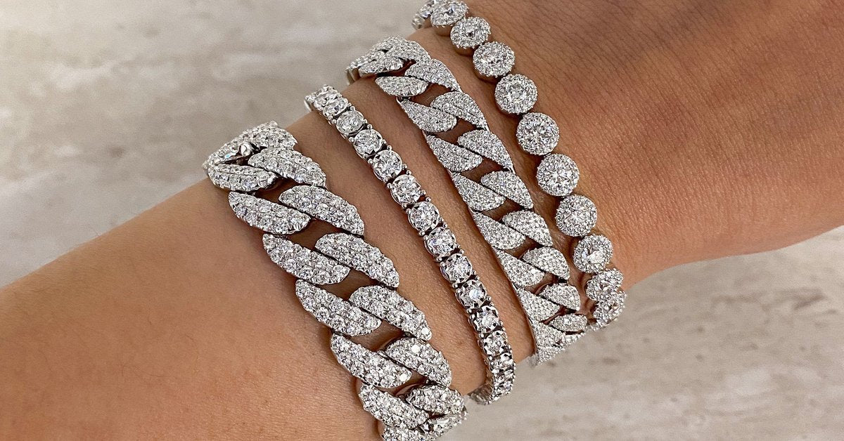 Two-Row Diamond Cuban Chain Link Bracelet