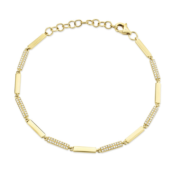 Gold Link Diamond Pave Bracelet