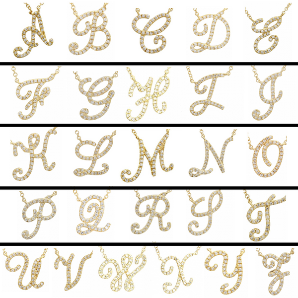 Alphabet diamond cursive/script necklace