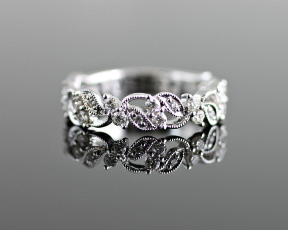 Floral diamond wedding band Clearance