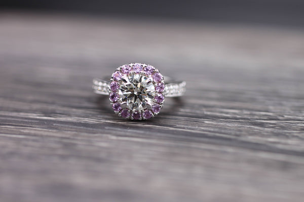 Pink Sapphire Cushion Halo