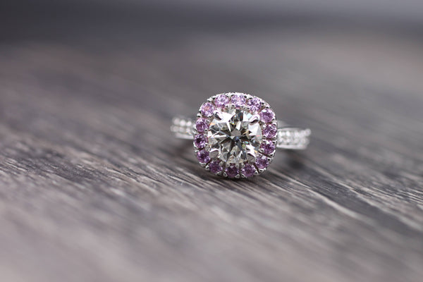 Pink Sapphire Cushion Halo