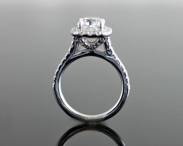 Diamond Cushion Halo with Diamond Basket