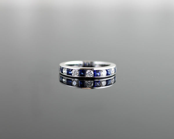Diamond and Sapphire Channel Set Band